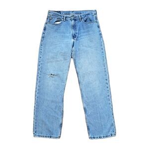 Levi's 550 Size 34x32 Mens Light Wash Distressed Straight Leg Blue Denim Jeans